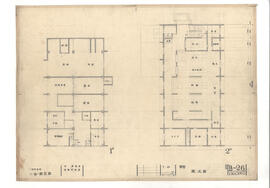 大島町役場　庁舎・図書館; 資料名称:平面 現況図; 縮尺:1:100