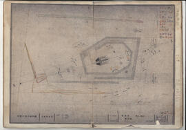 天竜川治水記念碑; 資料名称:配置図 生垣 敷石 建立碑 未完成図面; 縮尺:1:200