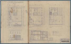 日本無尽株式会社本所支店；資料名称:平面図、立面図、断面図（第3案）；縮尺:1:100；作成年月日:昭和25年10月10日