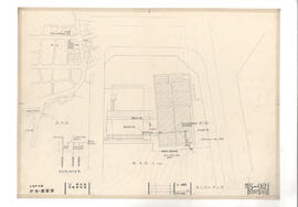 大島町役場　庁舎・図書館; 資料名称:案内図 及 引込図; 縮尺:1:200