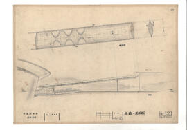 宇宙科学館; 資料名称:連絡通路 立面・天井伏; 縮尺:1:100