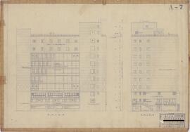 日本無尽株式会社東京本社；資料名称:南側 東側 立面図；縮尺:1:100；作成年月日:昭和25年8月13日