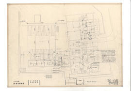 大島町役場　庁舎・図書館; 資料名称:1階電気設備図; 縮尺:1:100