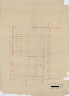 日本相互銀行本店新築工事場；資料名称:8階講堂床アンカーボルト配置図1/50；作成年月日:DEC15