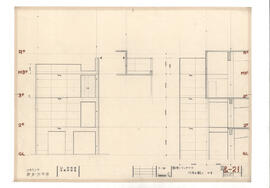 大島町役場　庁舎・図書館; 資料名称:部分・コンクリート パネル割り -1; 縮尺:1:50