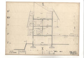 大島町役場　庁舎・図書館; 資料名称:断面 4 立面 1; 縮尺:1:50