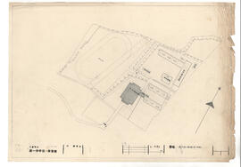 大島町立第一中学校・体育館; 資料名称:敷地（案内図は配置図に記載）; 縮尺:1:600